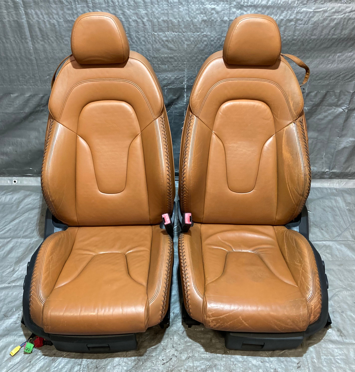 2008-2015 Audi TT Convertible Front Sports Seats / Pair / Chennai Brown Leather / Baseball Stitch / T2011