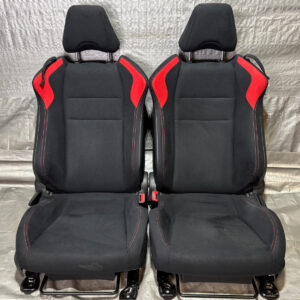 2013-2016 Scion FRS / Subaru BRZ Front Seats / Black Cloth w/ Red Inserts / Pair / FB051