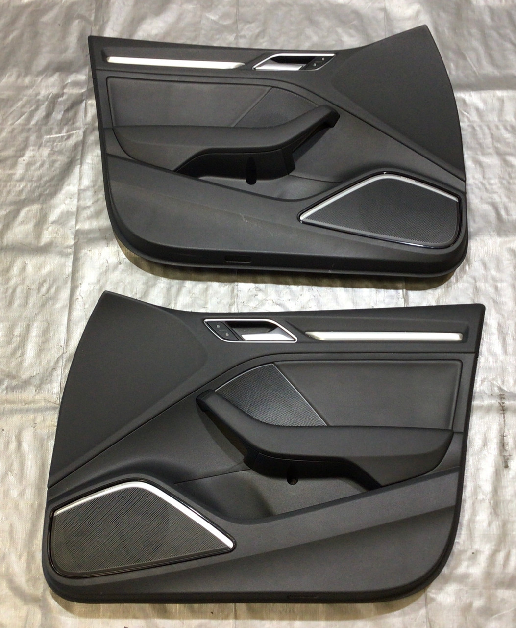 2015-2016 Audi S3 Front Interior Door Panels / Pair / Black Leather / S3104