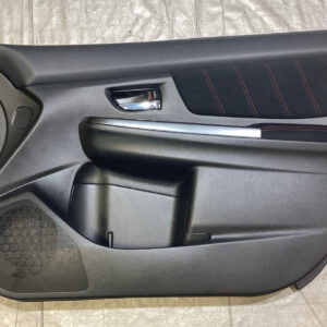 2015-2020 Subaru WRX STI Passenger Front Interior Door Panel / Black Suede / Red Stitching / SS013