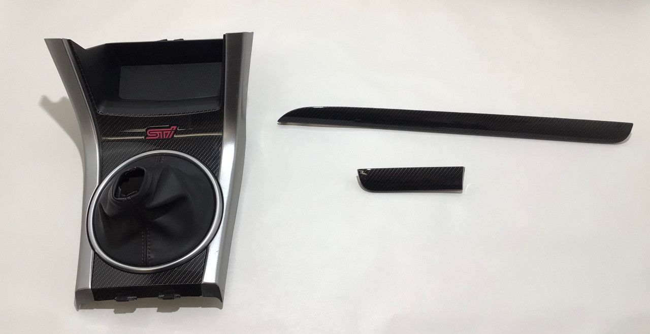 2015 Subaru WRX STI Faux Carbon Dashboard Trim Panels / Front Console / Shifter Surround / SS010