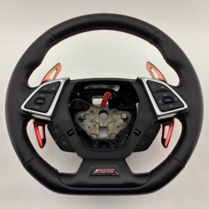 2019-2024 Chevrolet Camaro SS Black Leather Steering Wheel / Auto / Red Stitching / CM003